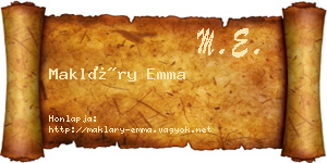 Makláry Emma névjegykártya