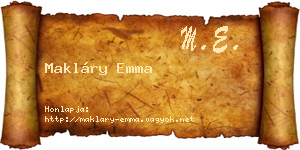 Makláry Emma névjegykártya